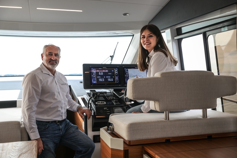 Vladimir Zinchenko, founder and owner of Greenline Yachts and Ana Čalič, marketing @ Navela