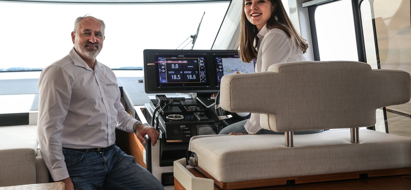 Vladimir Zinchenko, founder and owner of Greenline Yachts and Ana Čalič, marketing @ Navela